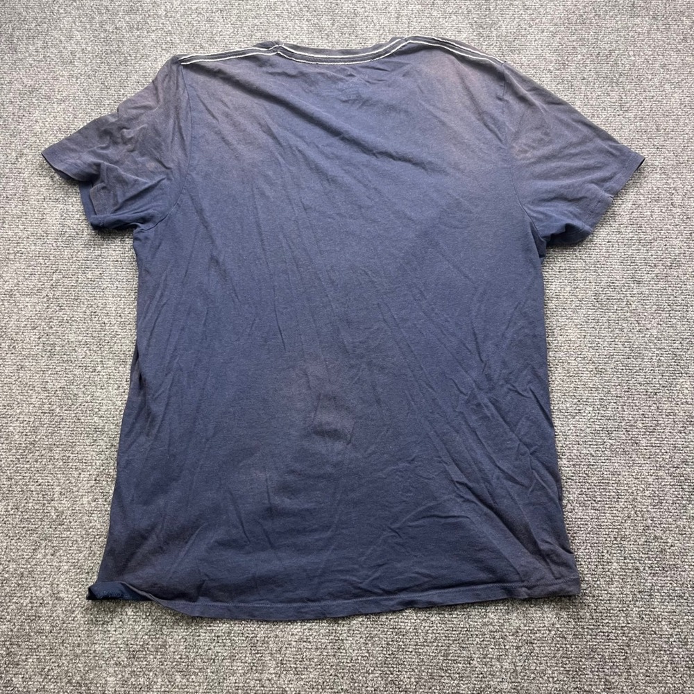 Buffalo David Bitton Graphic Print Distressed Navy Blue V Neck Tee